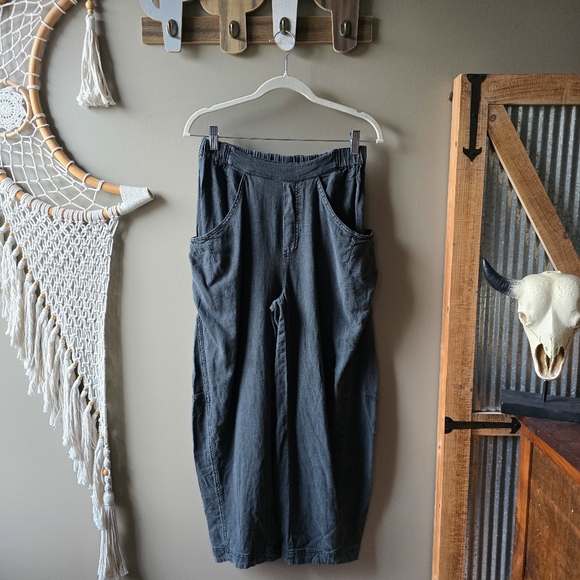 Free People Pants - Free People High Road Washed Pull-On Linen Barrel Trousers